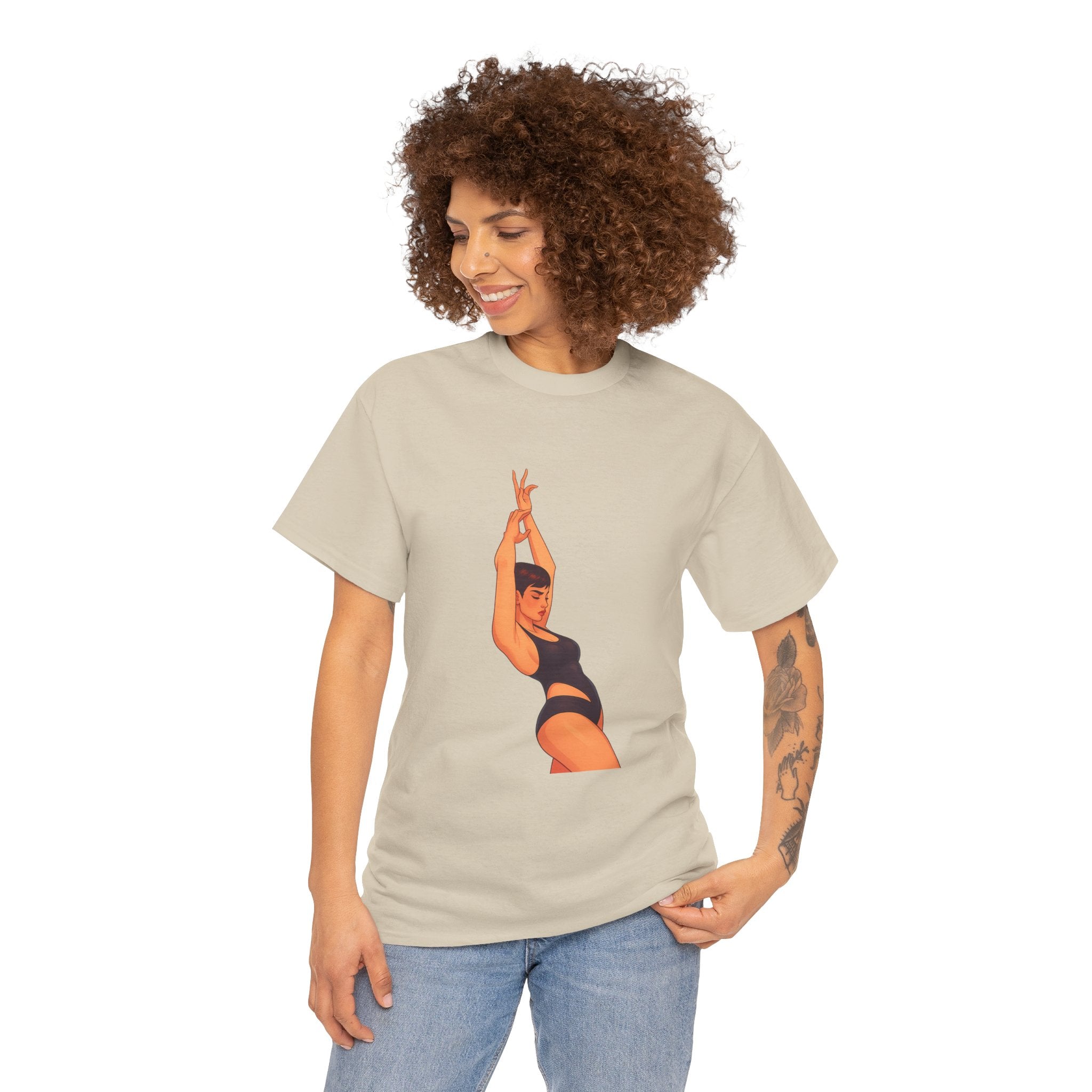 Dance Pose Graphic Tee — Retro Swimsuit Illustration