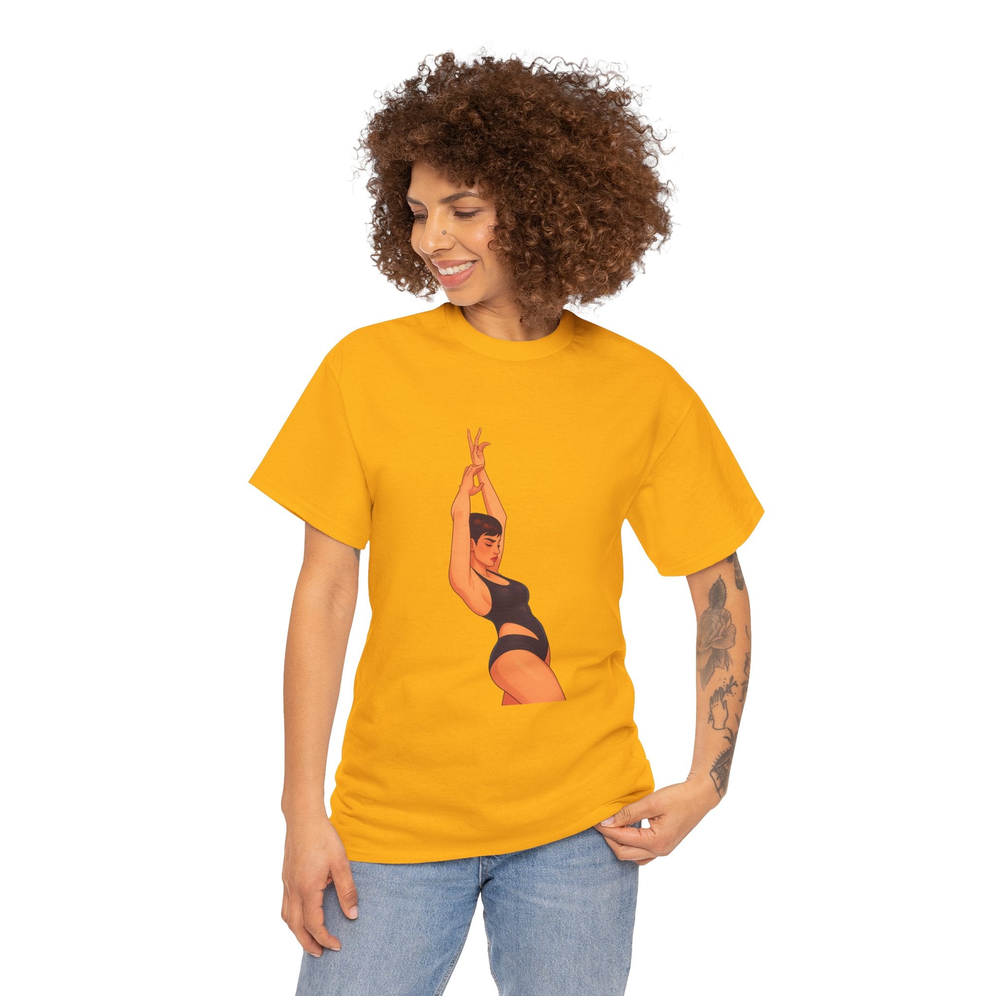 Dance Pose Graphic Tee — Retro Swimsuit Illustration