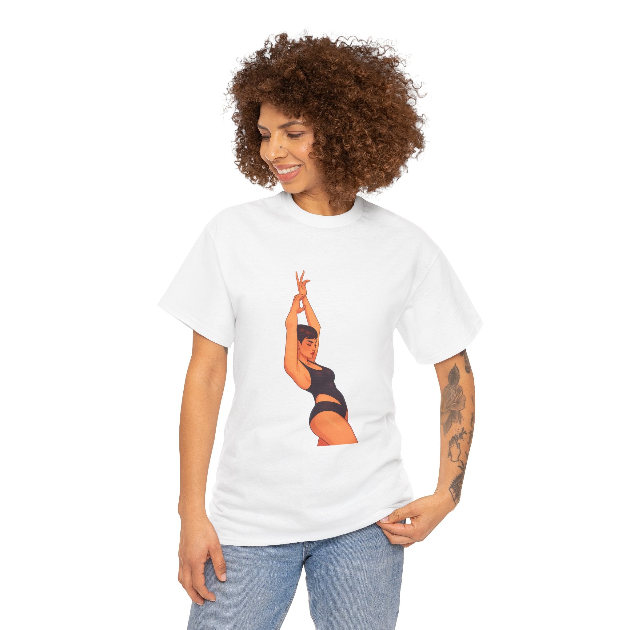 Dance Pose Graphic Tee — Retro Swimsuit Illustration