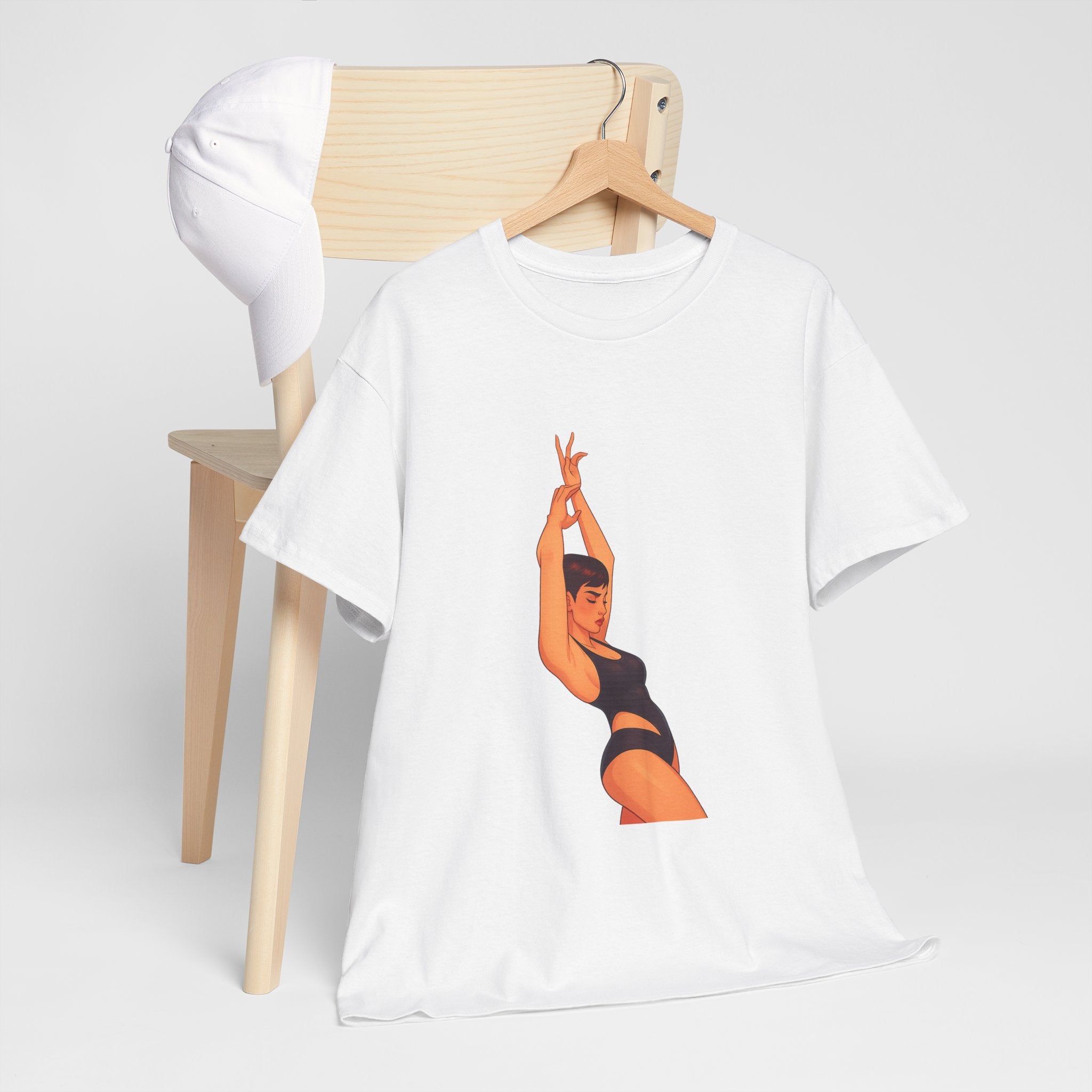 Dance Pose Graphic Tee — Retro Swimsuit Illustration