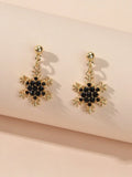 Dainty Gifts for Women Red Black Rhinestone Gold Snowflake Dangle