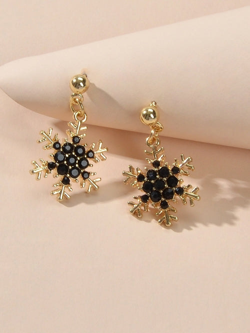 Dainty Gifts for Women Red Black Rhinestone Gold Snowflake Dangle