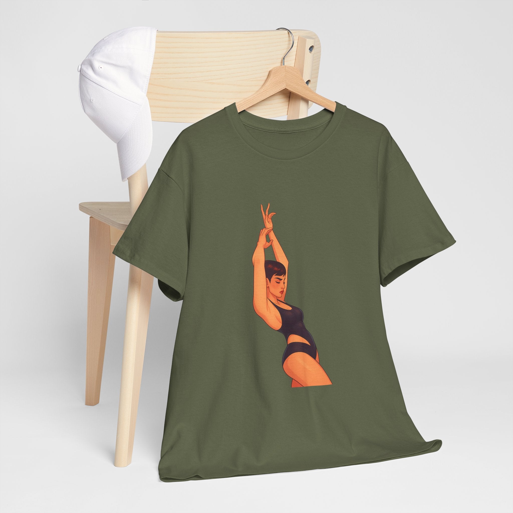 Dance Pose Graphic Tee — Retro Swimsuit Illustration