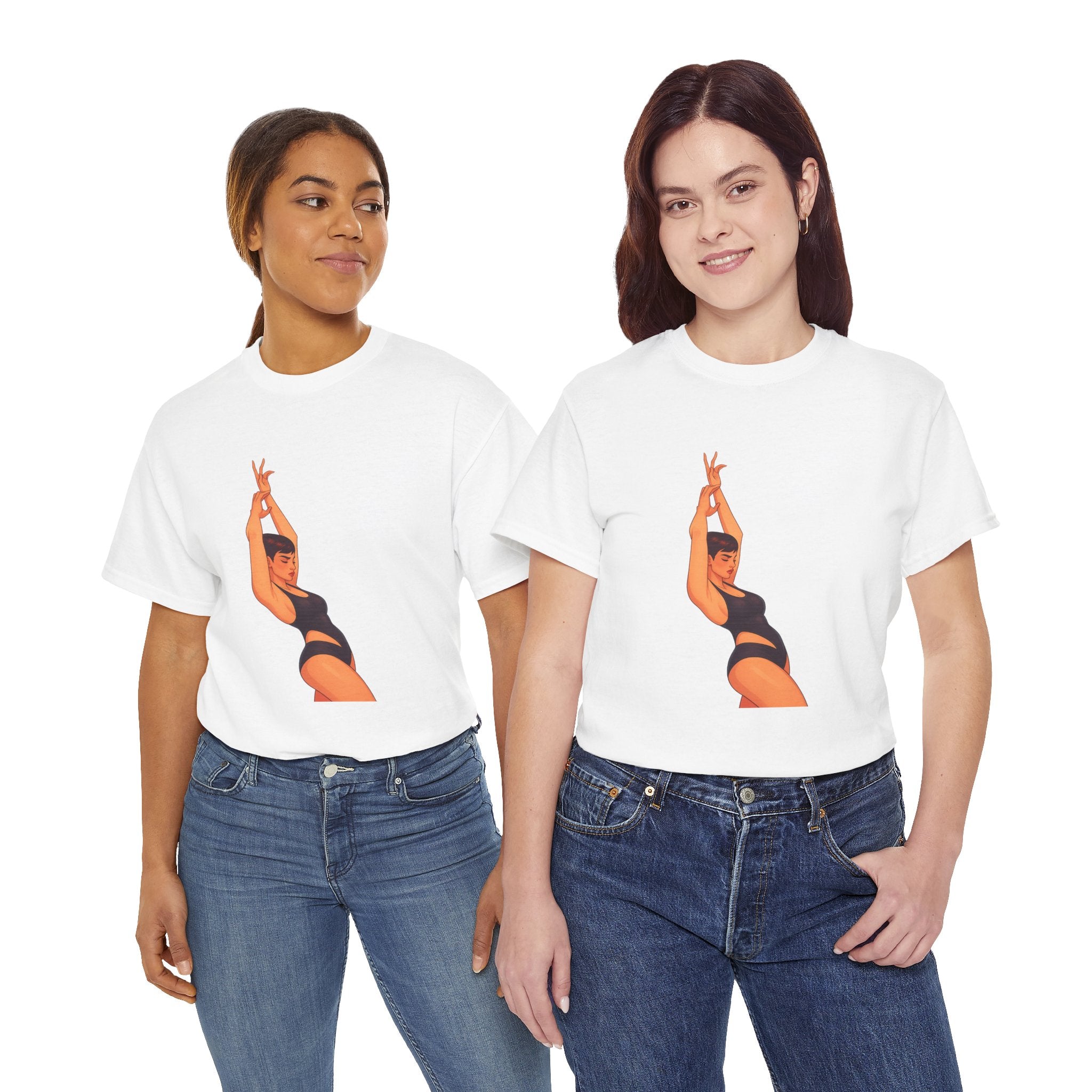 Dance Pose Graphic Tee — Retro Swimsuit Illustration