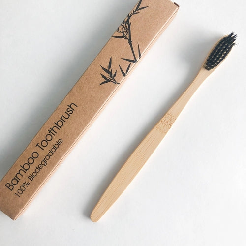 Eco Friendly Natural Bamboo Toothbrush - Activated Charcoal Bristle -